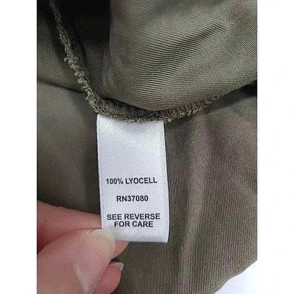 Cato Shirt Women's Size 18/20W Green Mock Wrap Chambray Convertible Sleeves - Picture 6 of 8